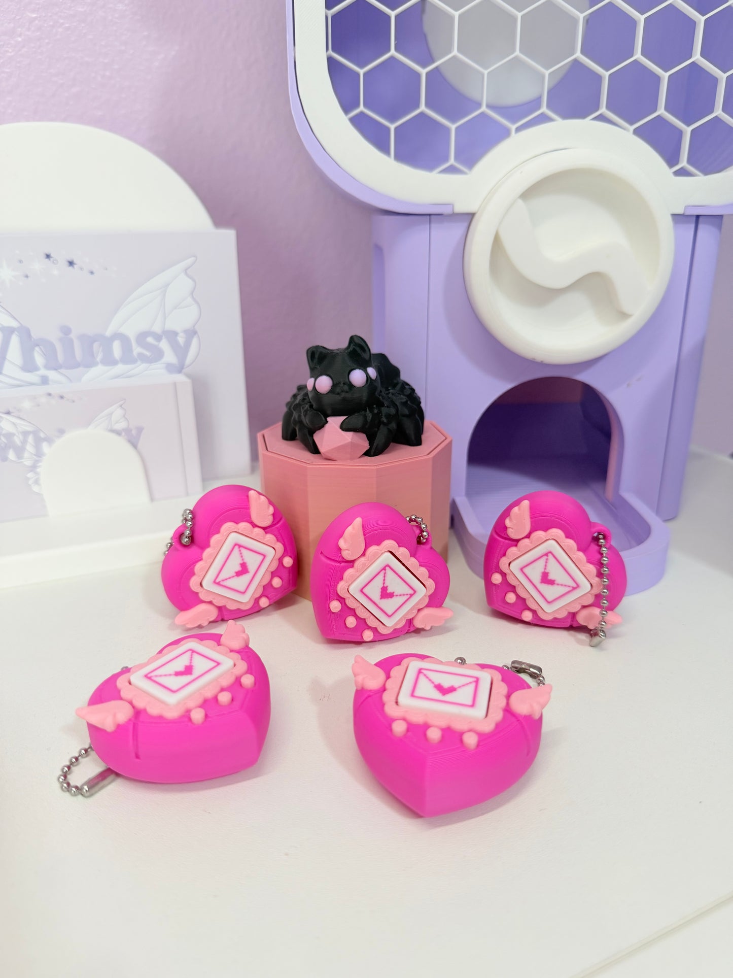 Tamagotchi Inspired Heart Clicker Keychain