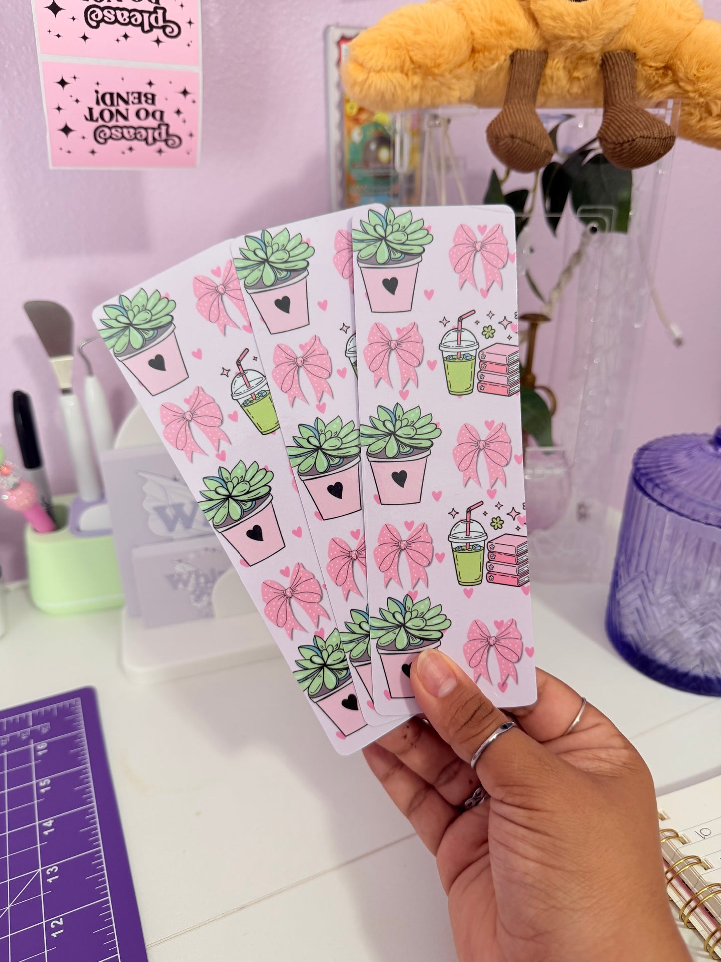 Matcha & Succulent Bookmark