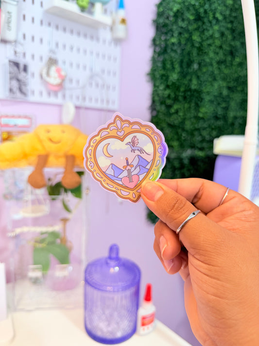 Enchanted Dragon Heart Holographic Sticker
