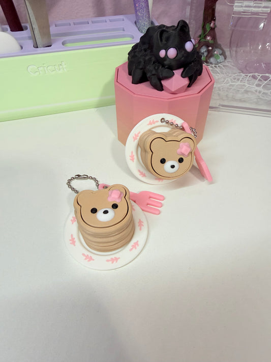 Cute Bear Pancake Stack Clicker Keychain