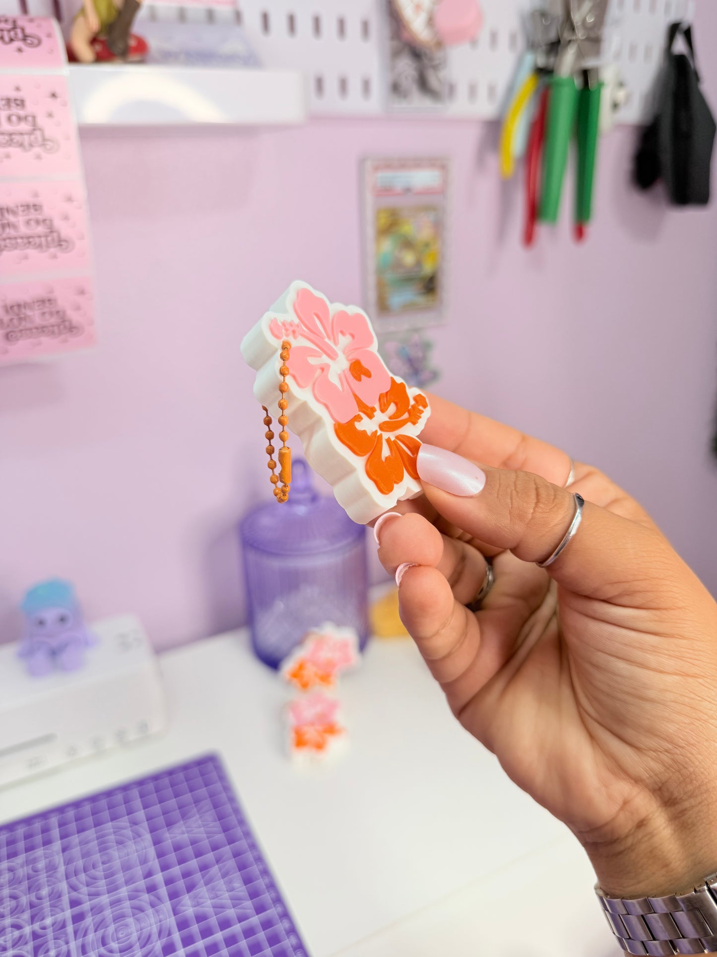 Tropical Hibiscus Can Opener Keychain