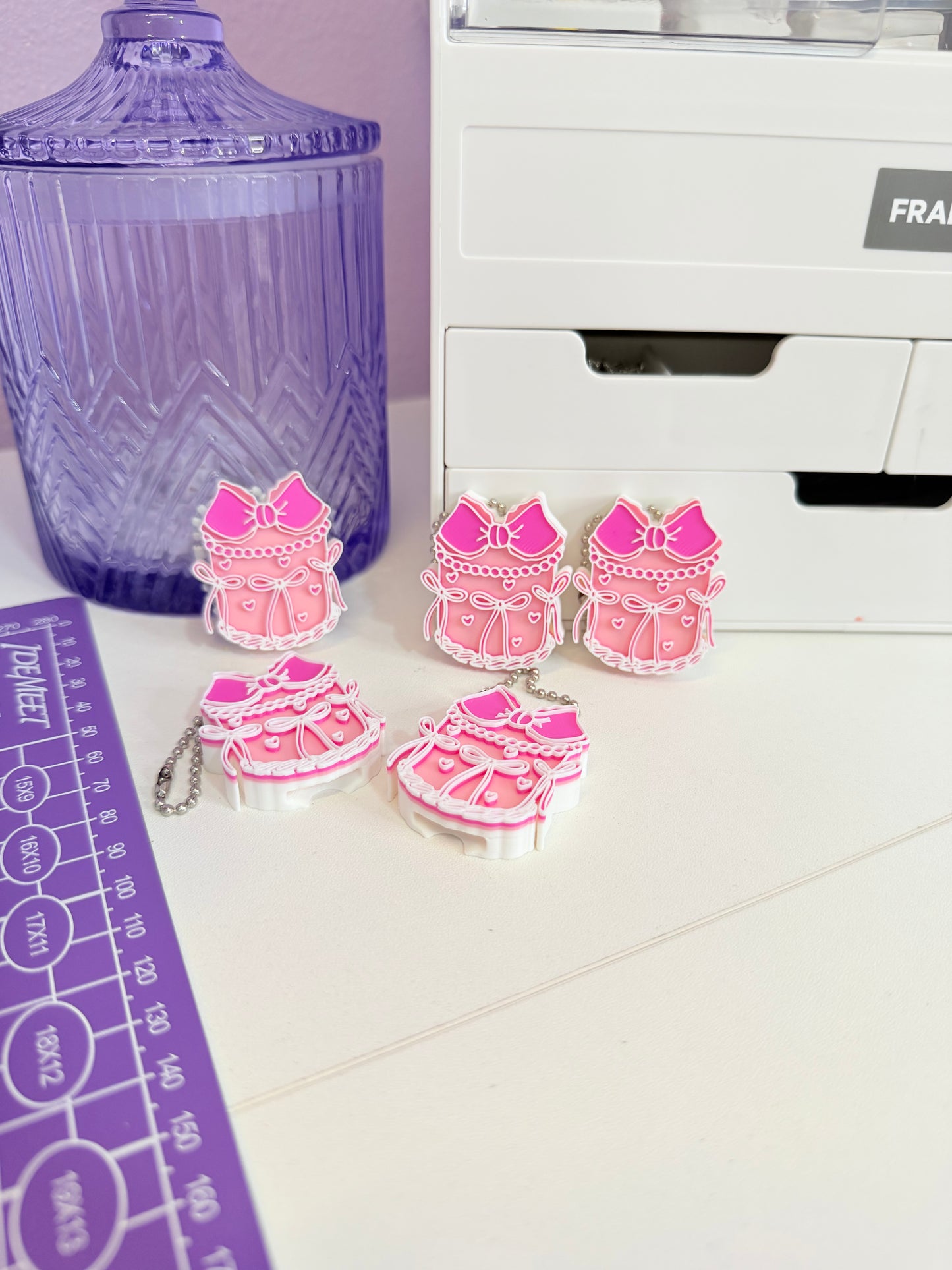 Pink Coquette Cake Can Opener Keychain