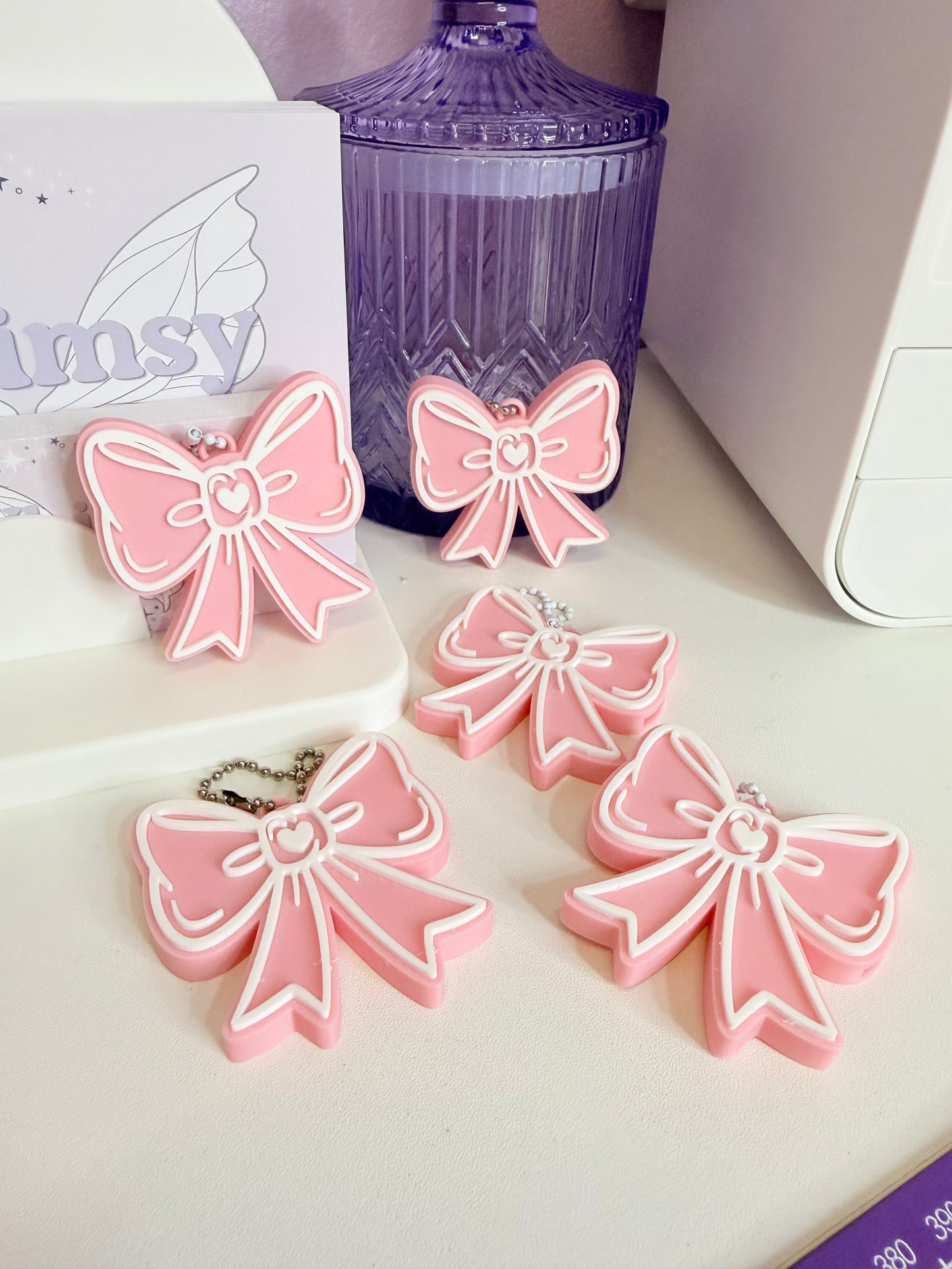 Pink Coquette Bow Can Opener Keychain