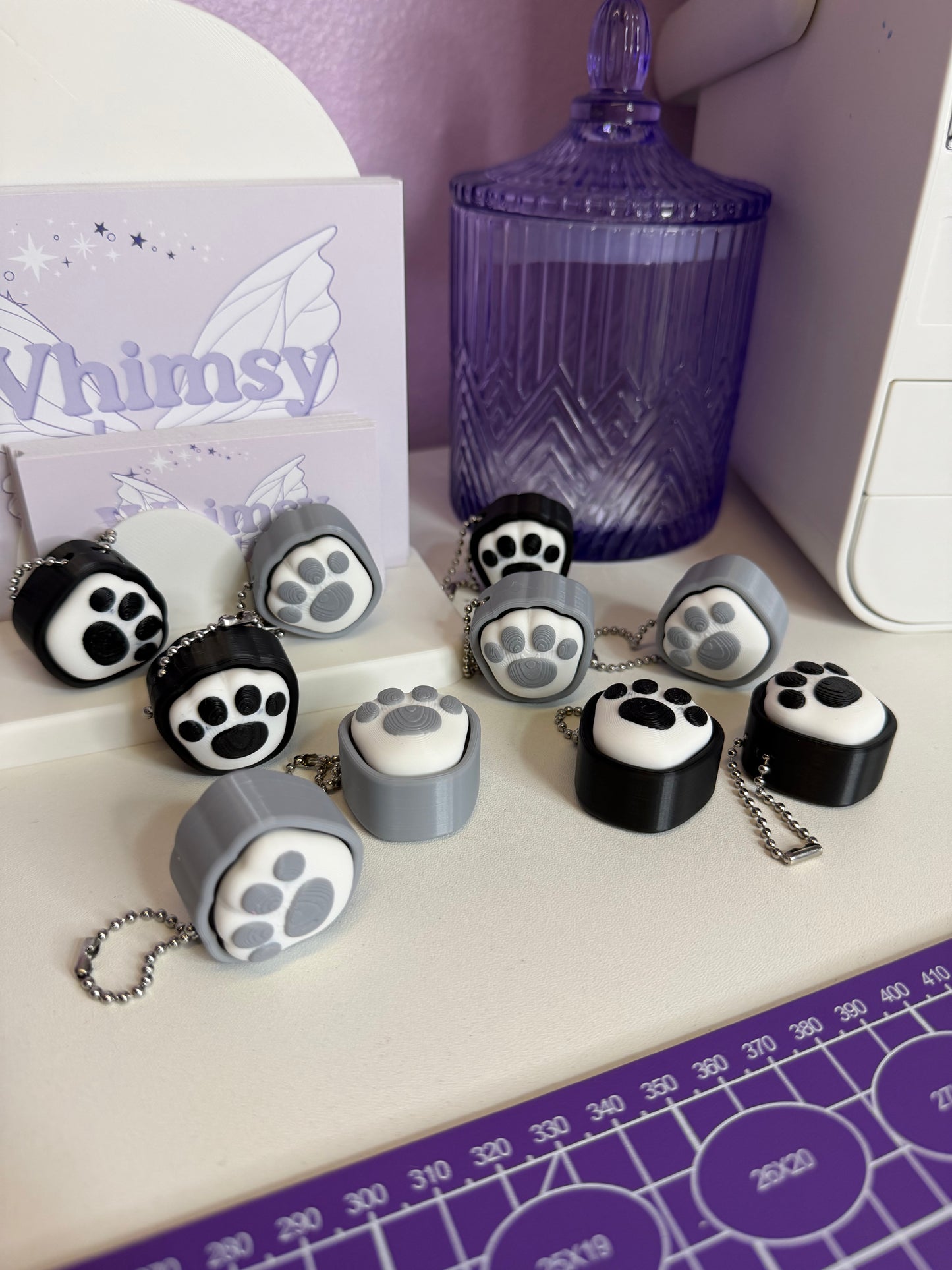 Paw Print Fidget Clicker Keychain
