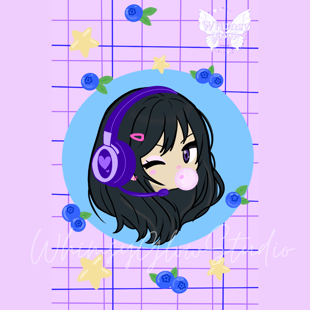 Gamer Girl Digital Art Print | Purple Headset Wall Art | Cozy Gaming Room Decor | Instant Download PNG & PDF
