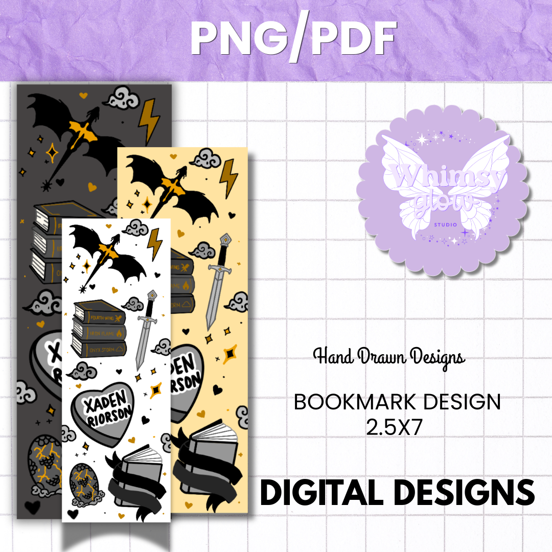 Fourth Wing Inspired Digital Bookmark Bundle | Fantasy Dragon Bookmark Printable | Book Lover Gift | 3 Color Options