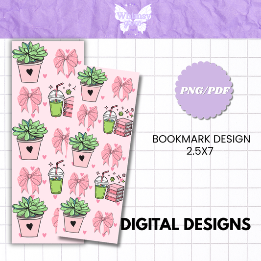 Plants & Matcha Digital Bookmark