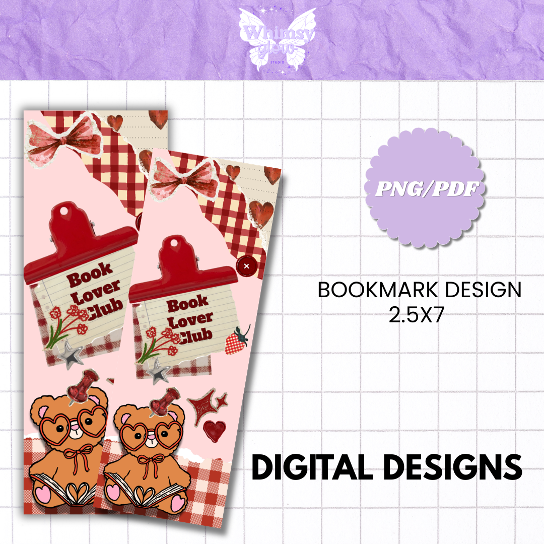 Book Lover Bear Bookmark | Printable Digital Bookmark
