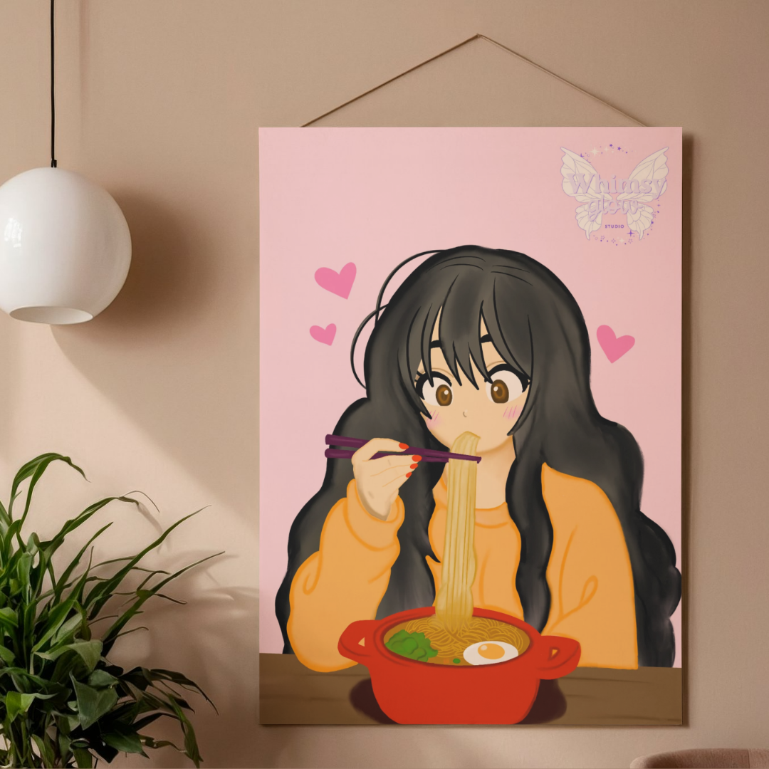 Ramen Lover Digital Art Print | Cozy Food Illustration | Hand-Drawn Wall Art | Instant Download PNG & PDF