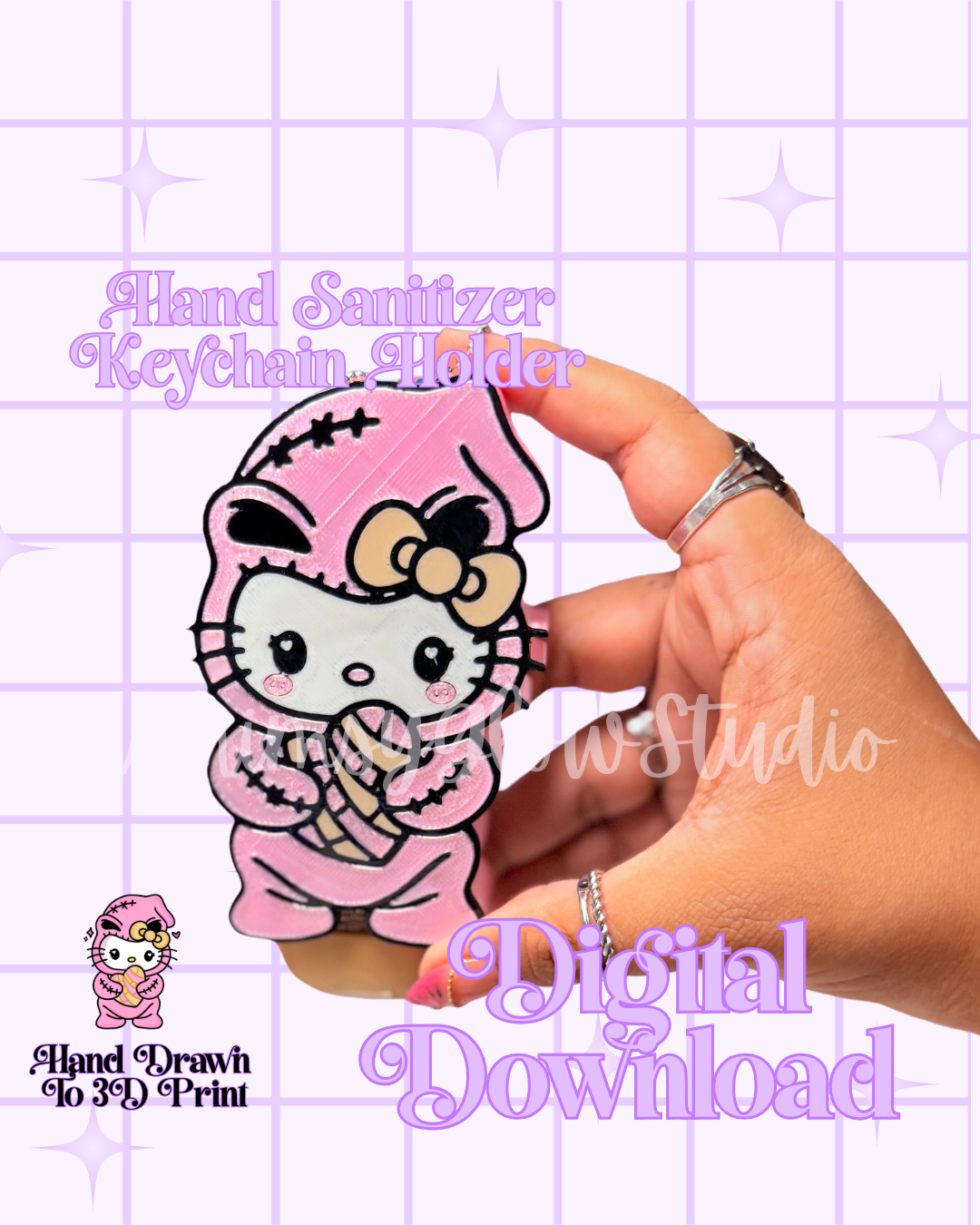 Kitty Concha BBW Hand Sanitizer Keychain Holder STL FILE