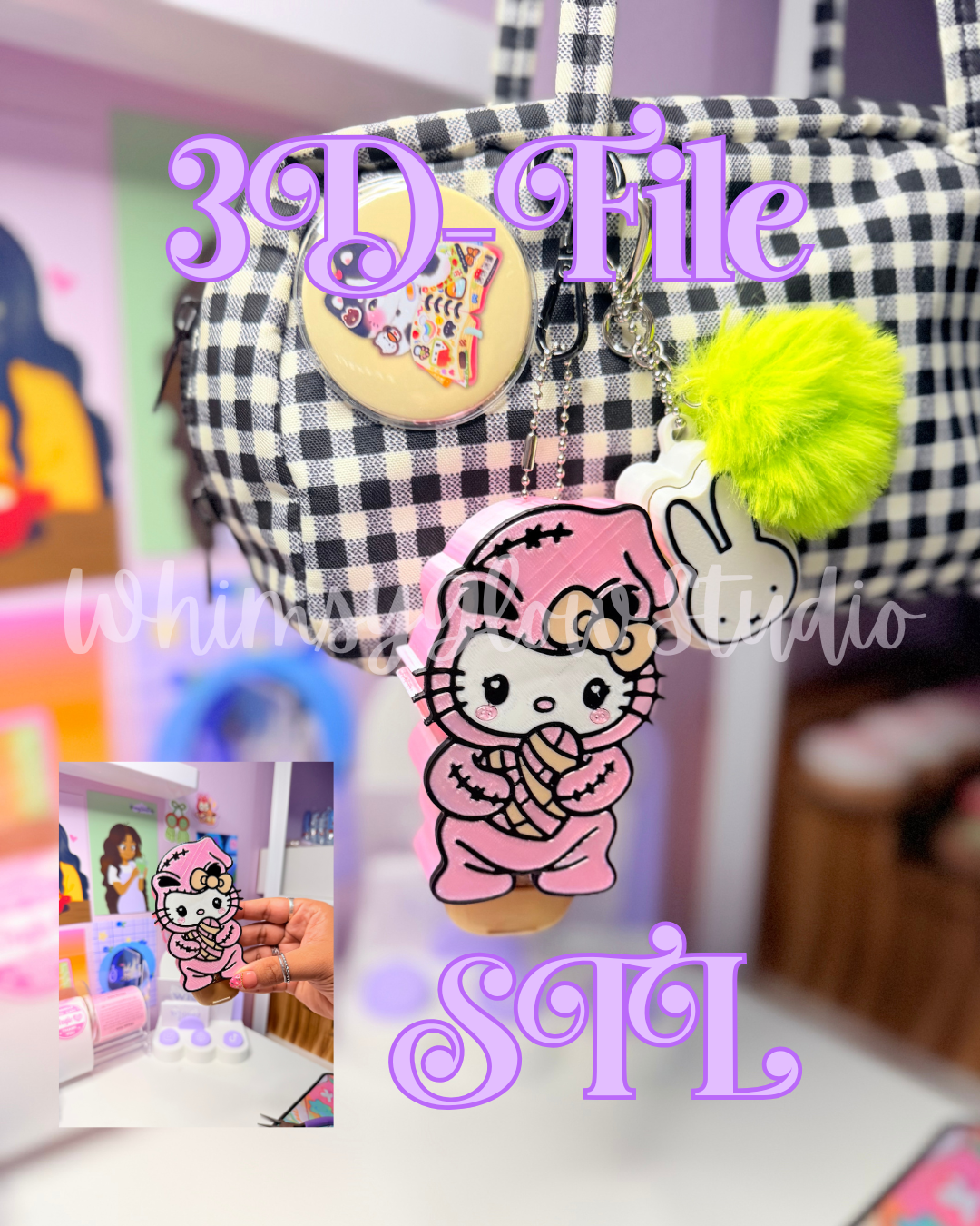 Kitty Concha BBW Hand Sanitizer Keychain Holder STL FILE