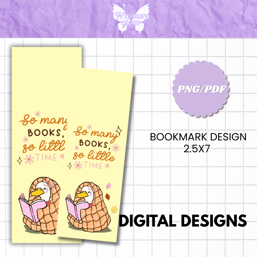 So Many Books, So Little Time Duck Bookmark | Printable Digital Bookmark