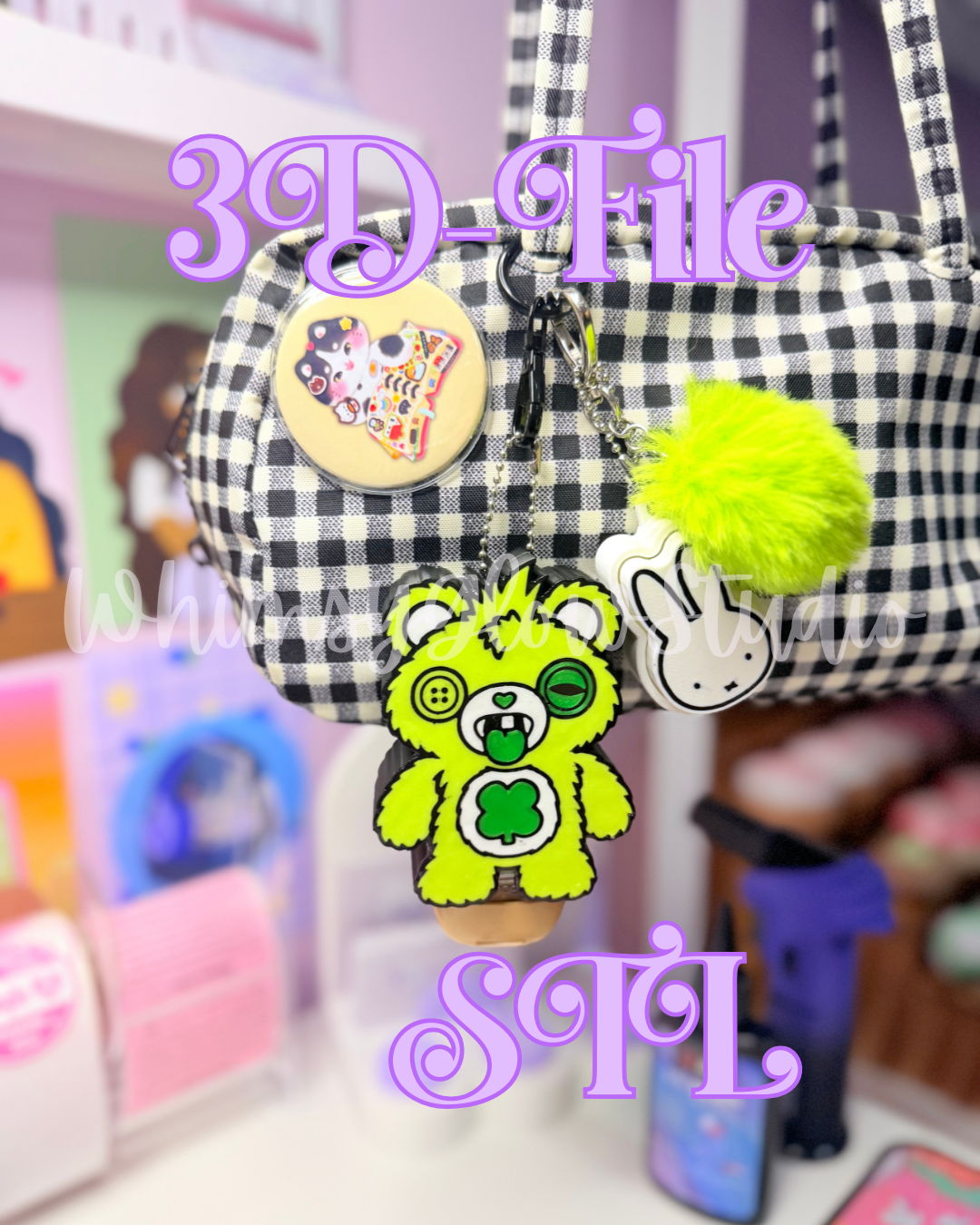 Green Ugly Bear BBW Hand Sanitizer Keychain Holder STL FILE
