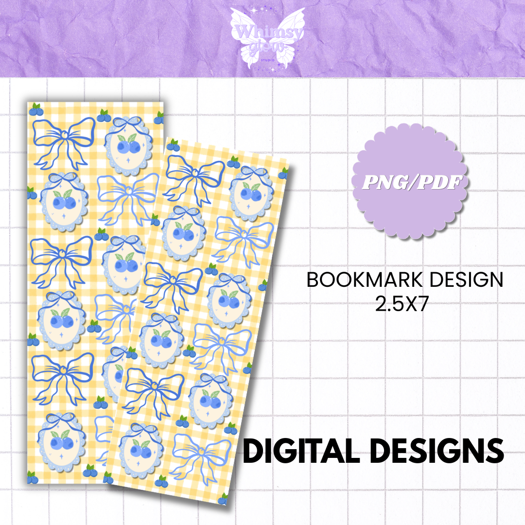 Blueberry Bow Bookmark | Printable Digital Bookmark