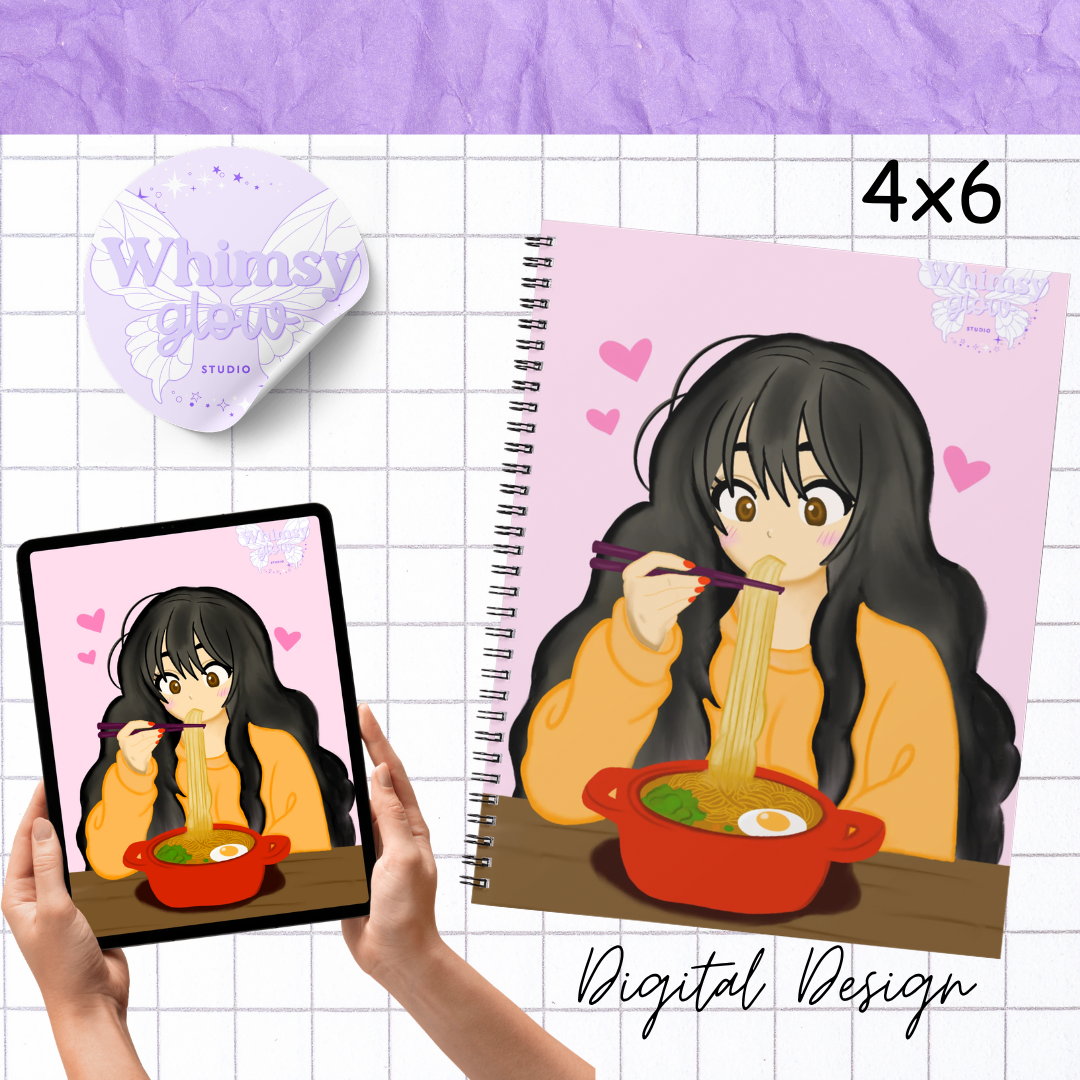 Ramen Lover Digital Art Print | Cozy Food Illustration | Hand-Drawn Wall Art | Instant Download PNG & PDF