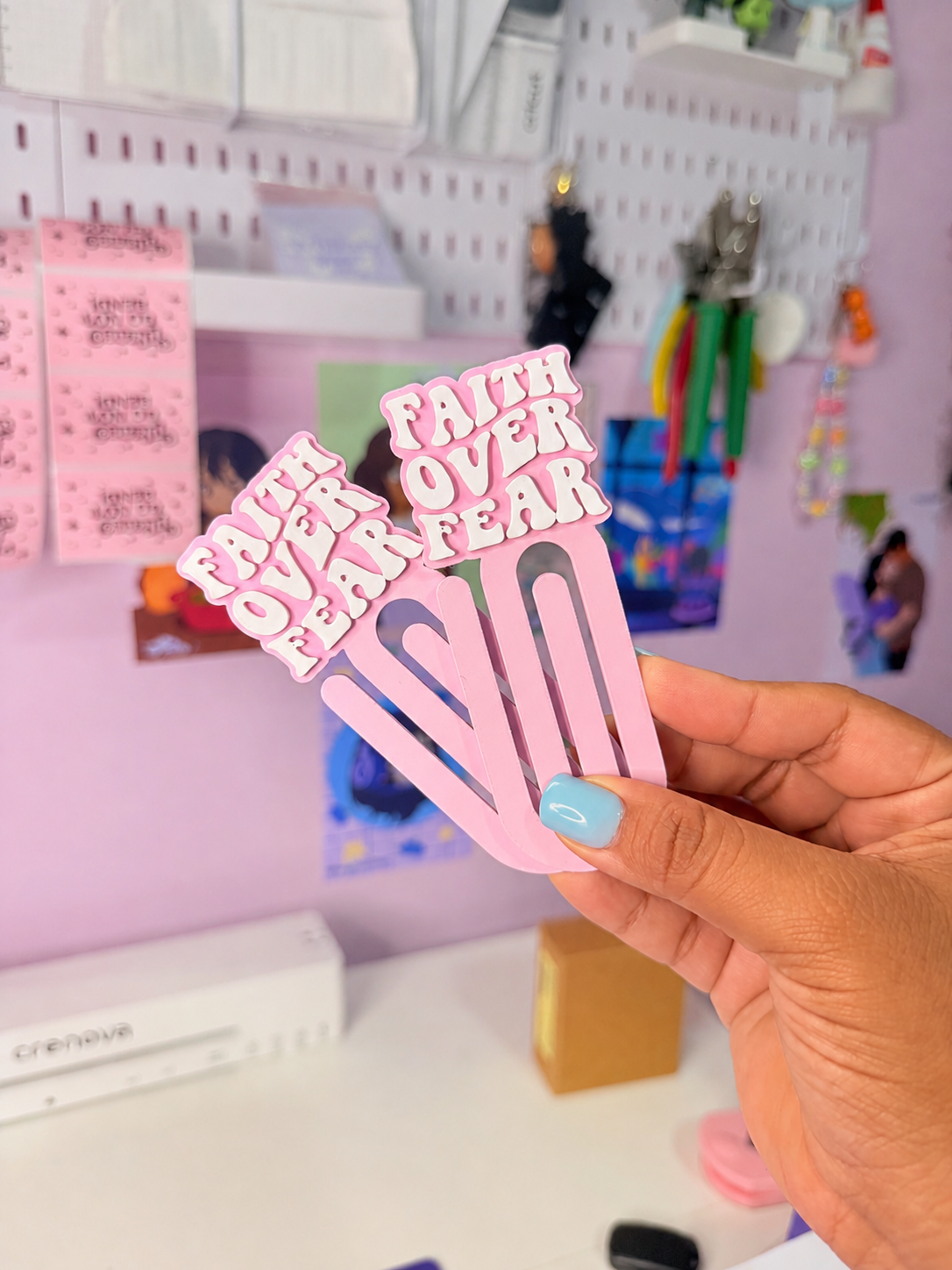 Faith Over Fear Jumbo Paperclip Pink/Purple