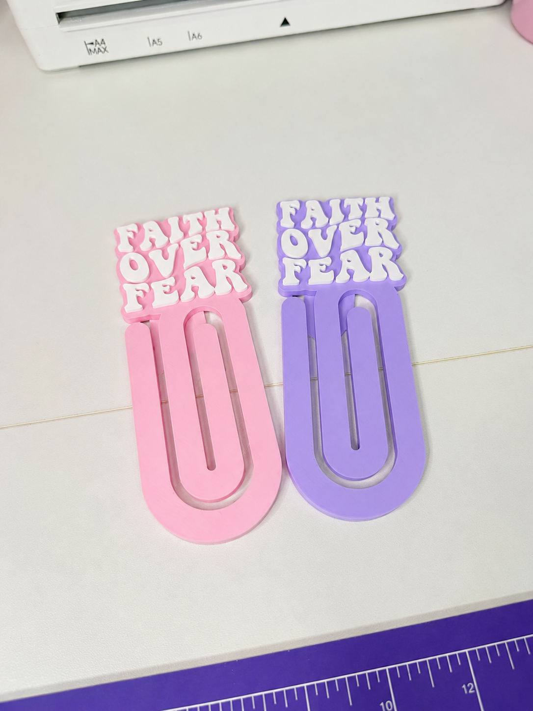 Faith Over Fear Jumbo Paperclip Pink/Purple