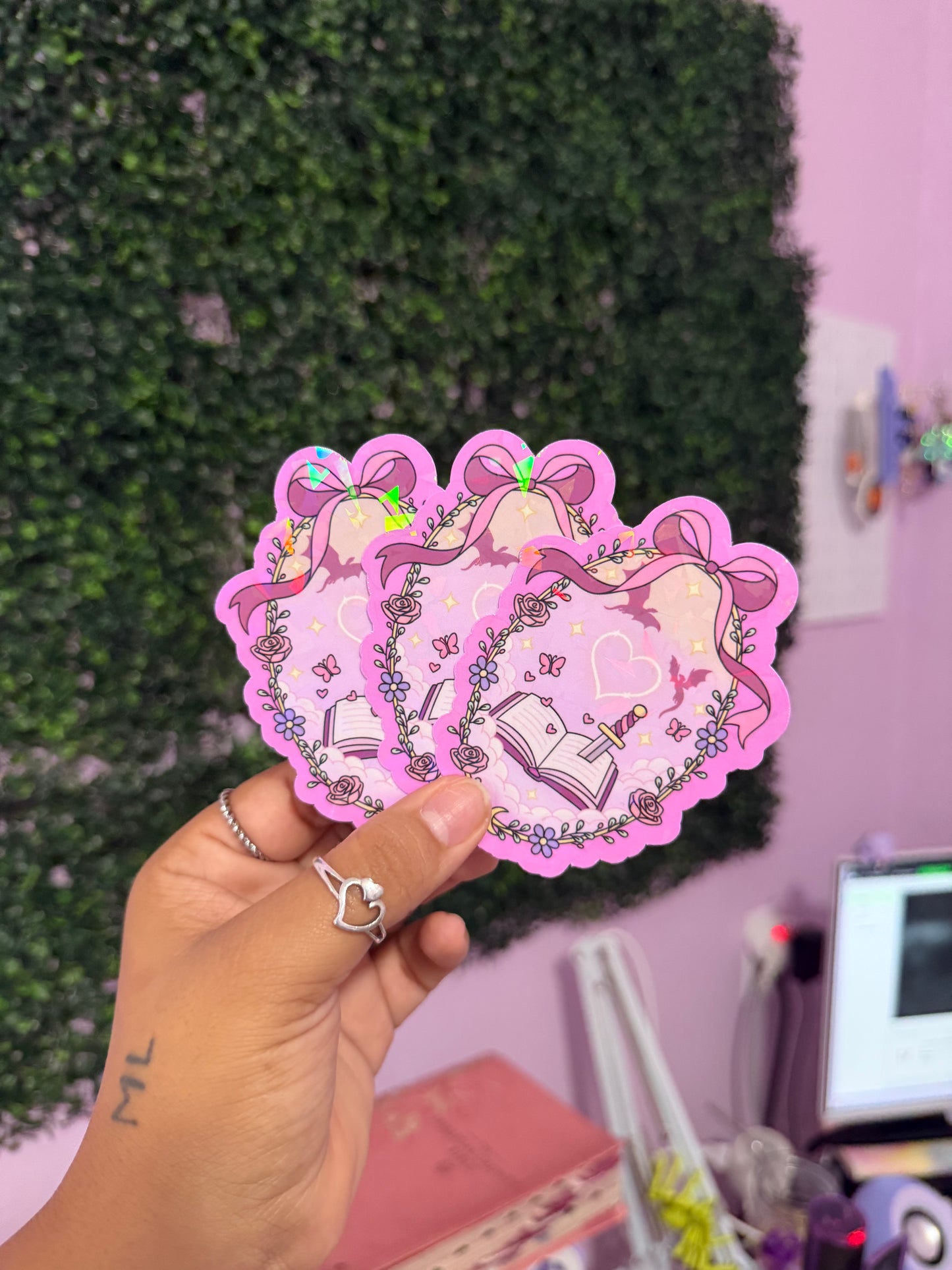 Fantasy Reader Club Sticker | Pink Magical Bookish Design
