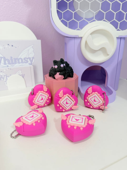 Tamagotchi Inspired Heart Clicker Keychain