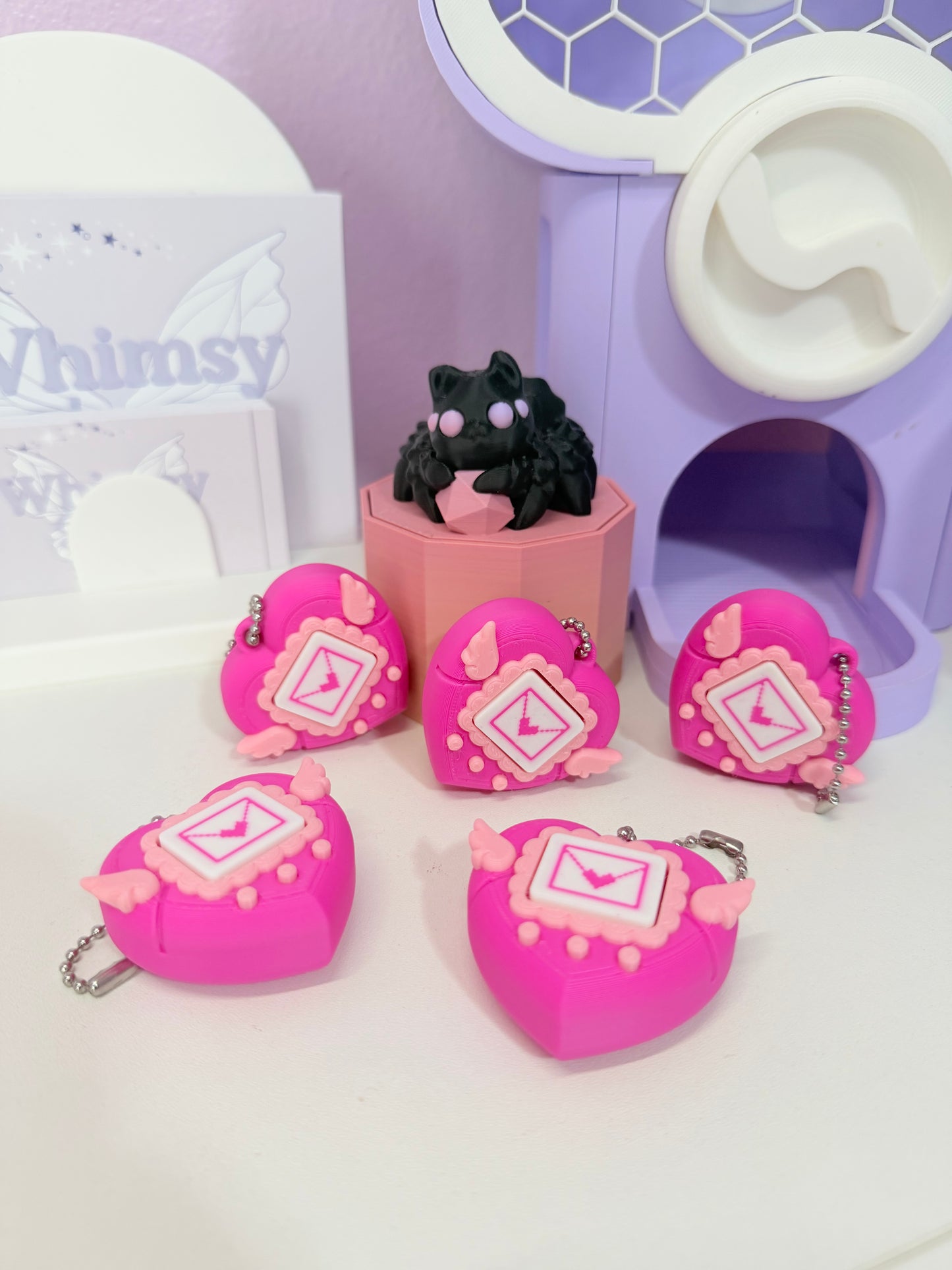 Tamagotchi Inspired Heart Clicker Keychain