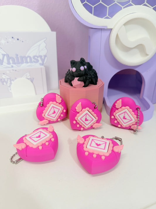Tamagotchi Inspired Heart Clicker Keychain