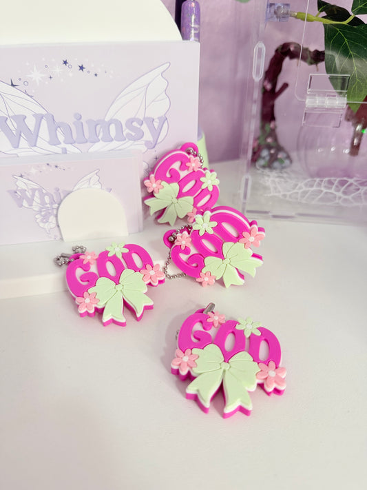 God Floral Bow Can Opener Keychain