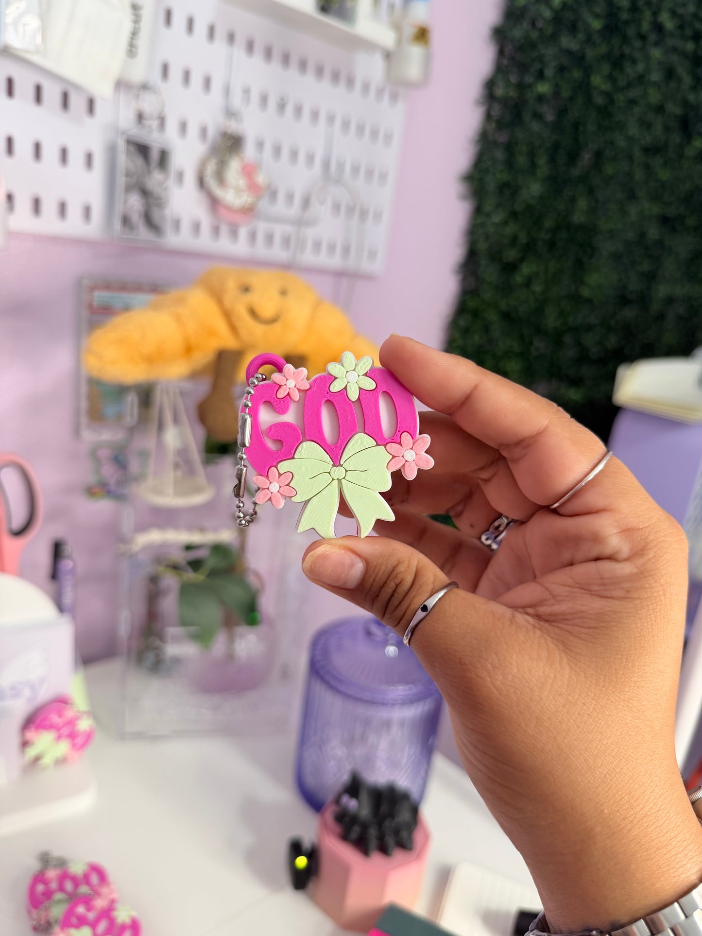 God Floral Bow Can Opener Keychain