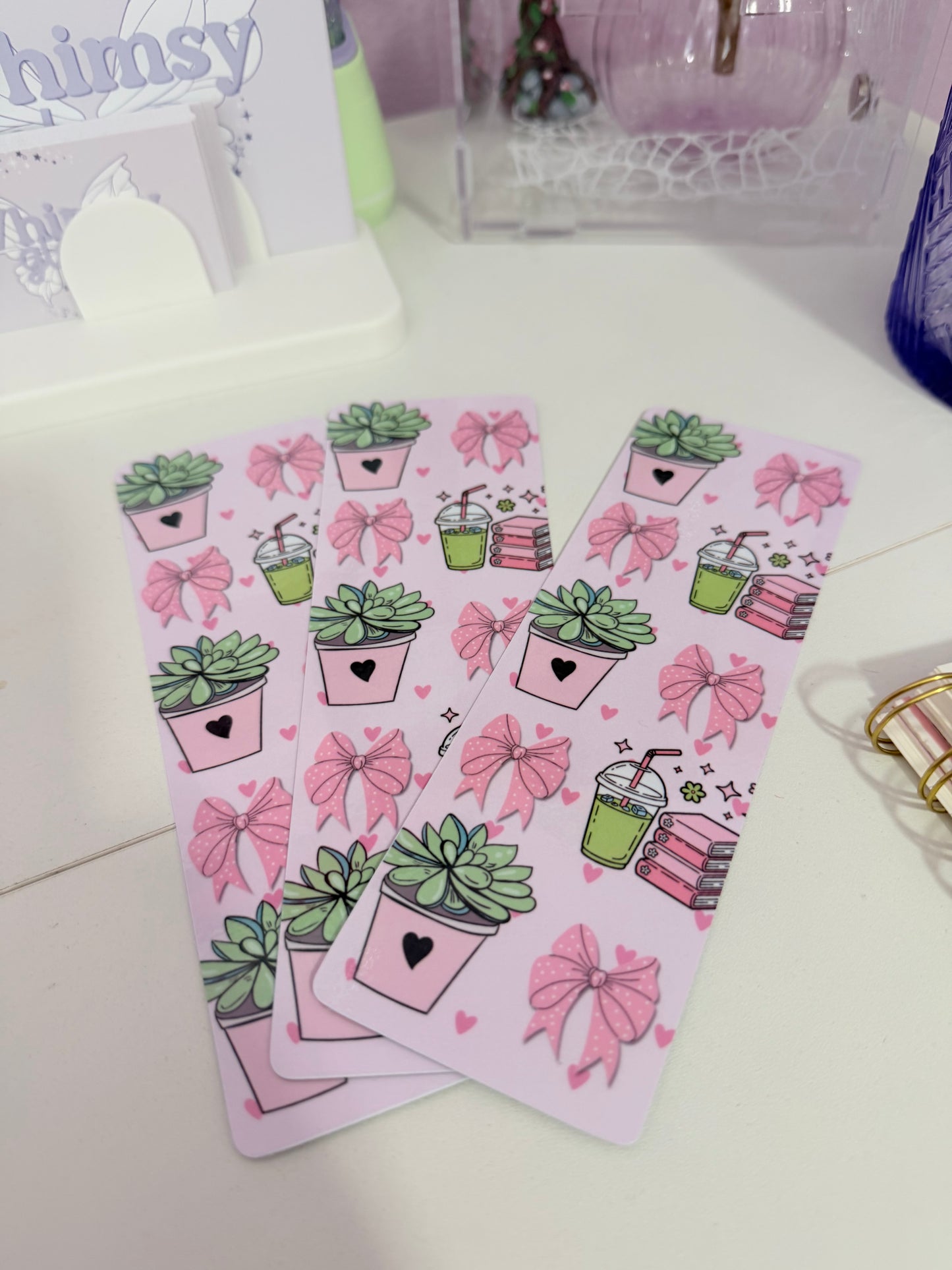 Matcha & Succulent Bookmark