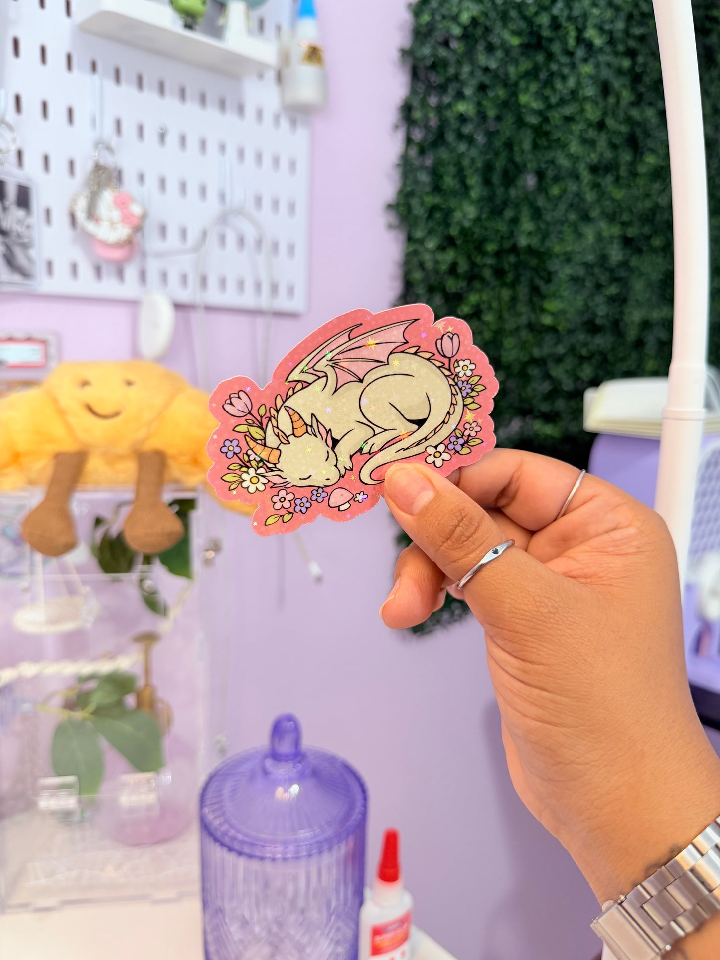 Sleeping White Dragon Holographic Sticker