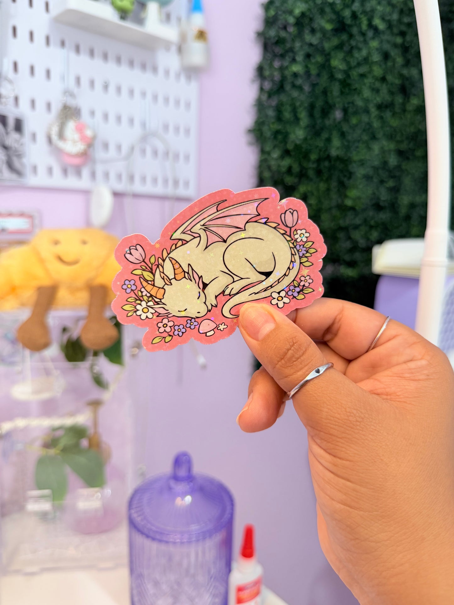 Sleeping White Dragon Holographic Sticker