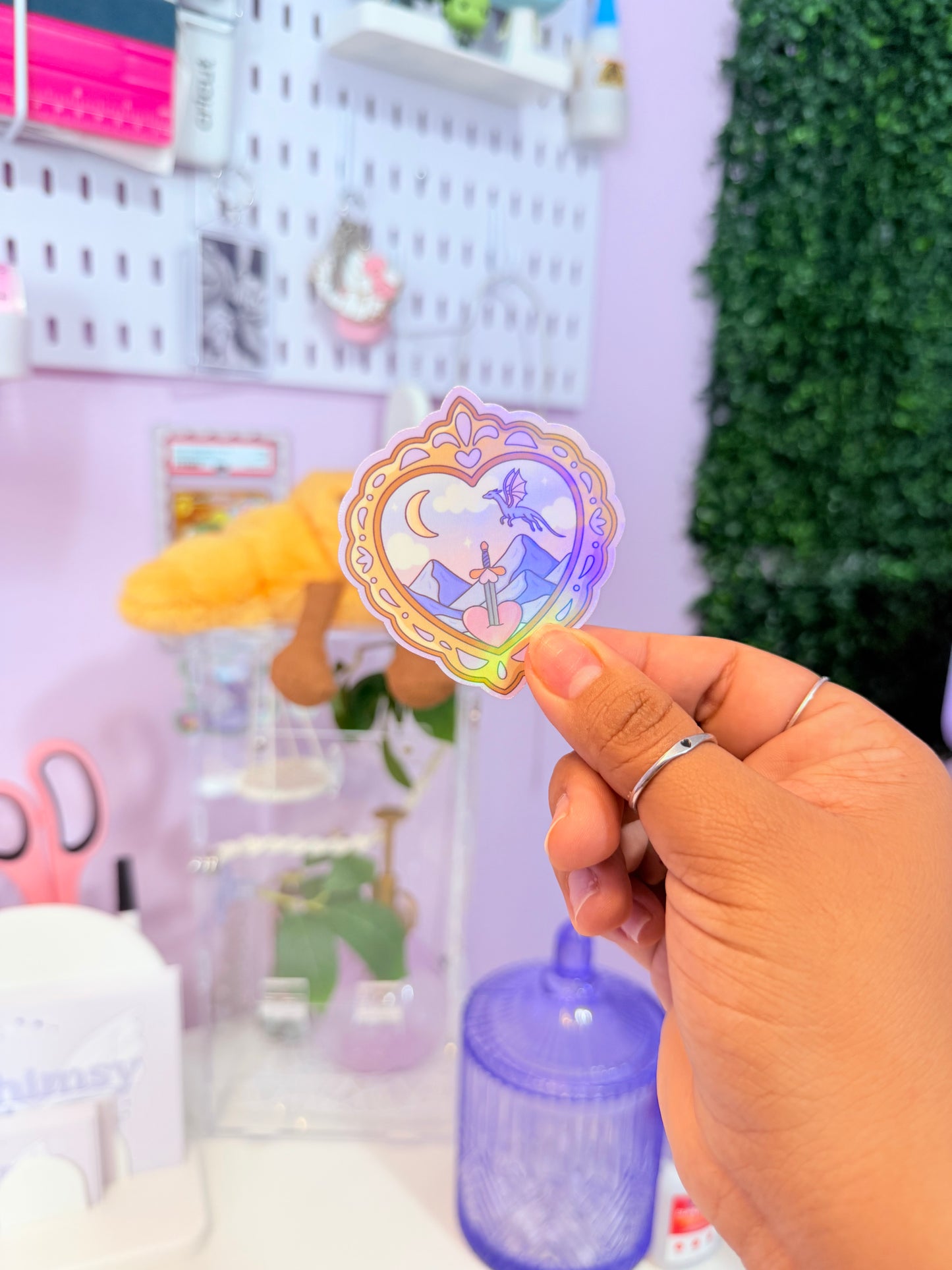 Enchanted Dragon Heart Holographic Sticker