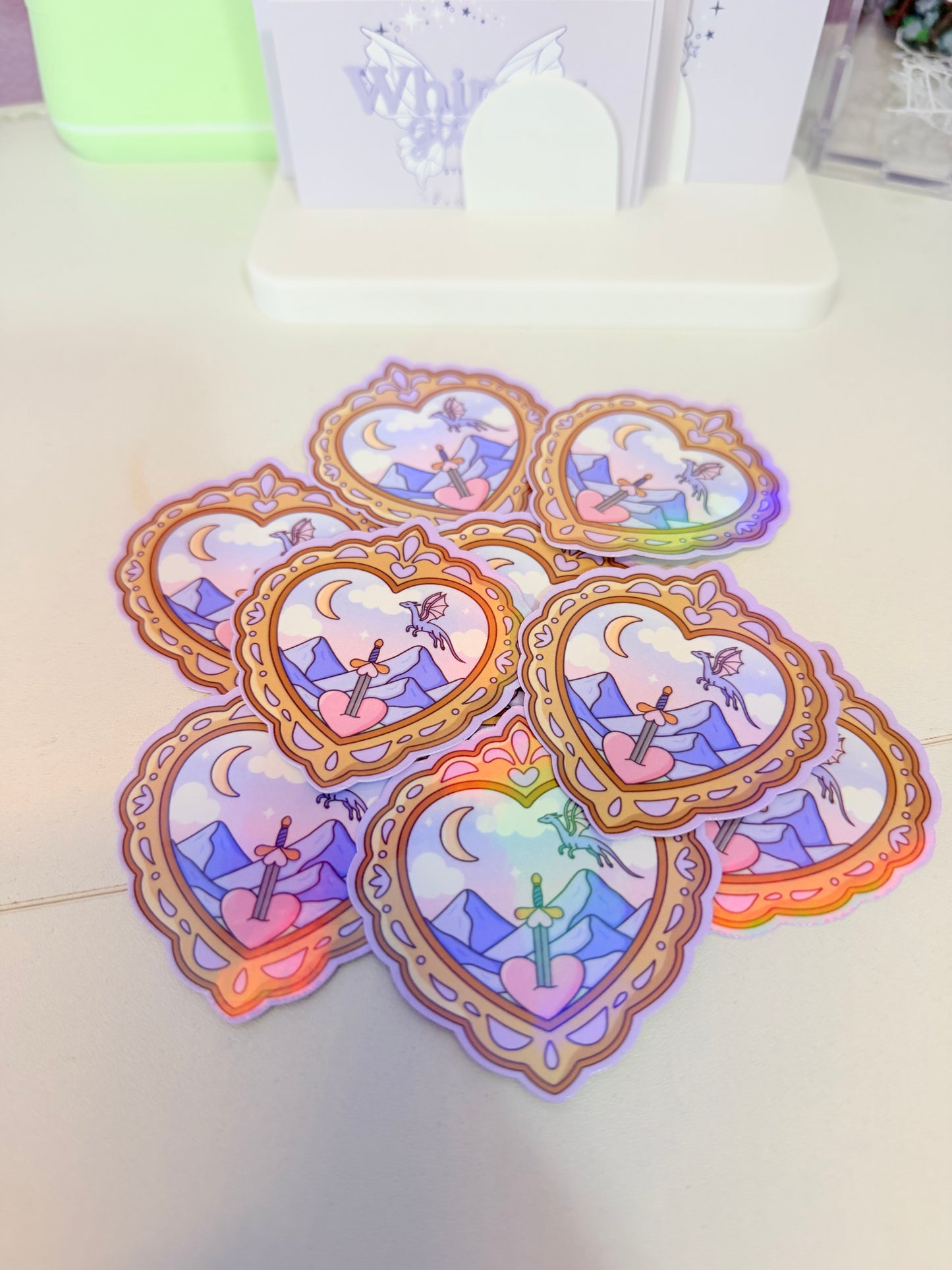 Enchanted Dragon Heart Holographic Sticker