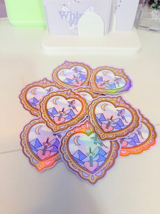 Enchanted Dragon Heart Holographic Sticker