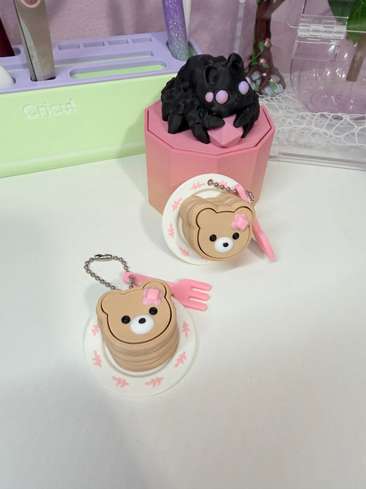 Cute Bear Pancake Stack Clicker Keychain