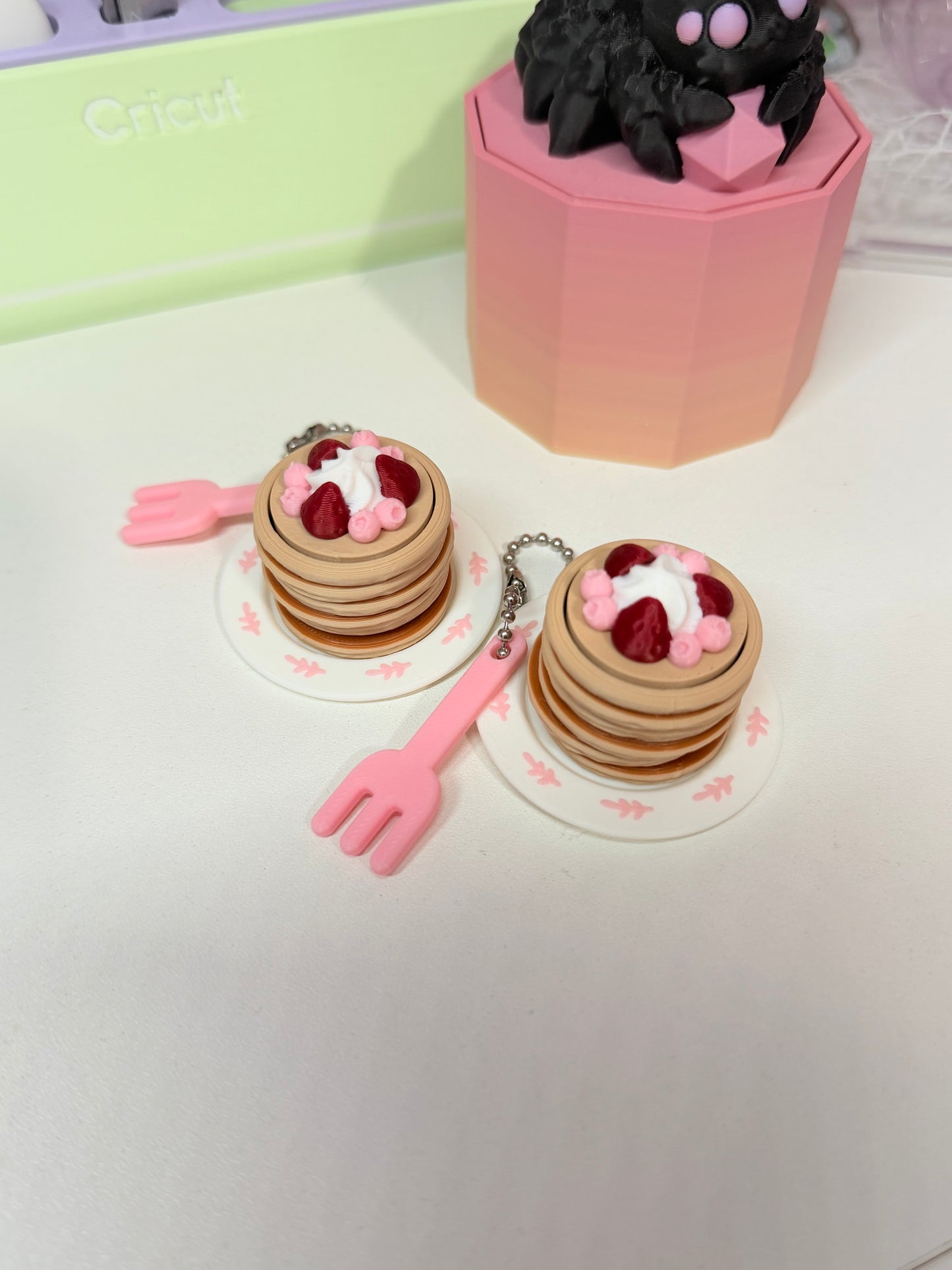 Strawberry Pancake Stack Clicker Keychain