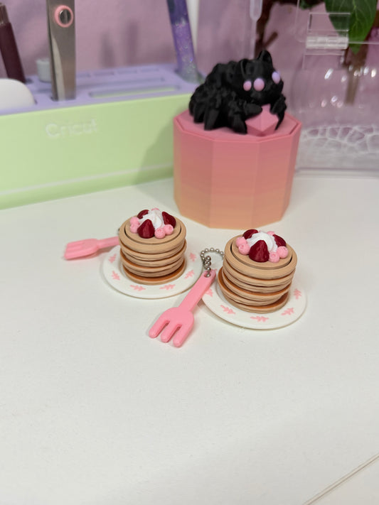 Strawberry Pancake Stack Clicker Keychain