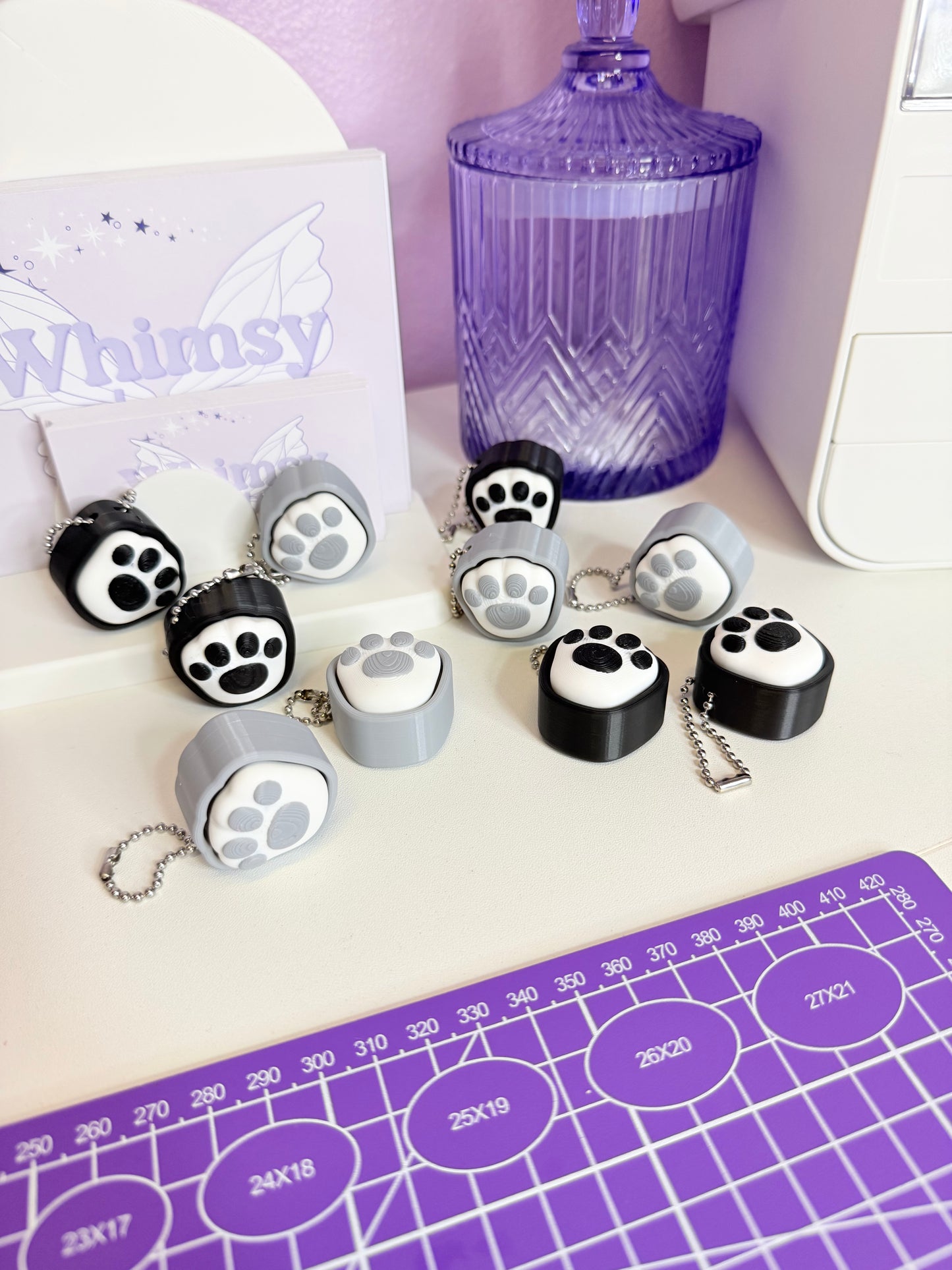 Paw Print Fidget Clicker Keychain