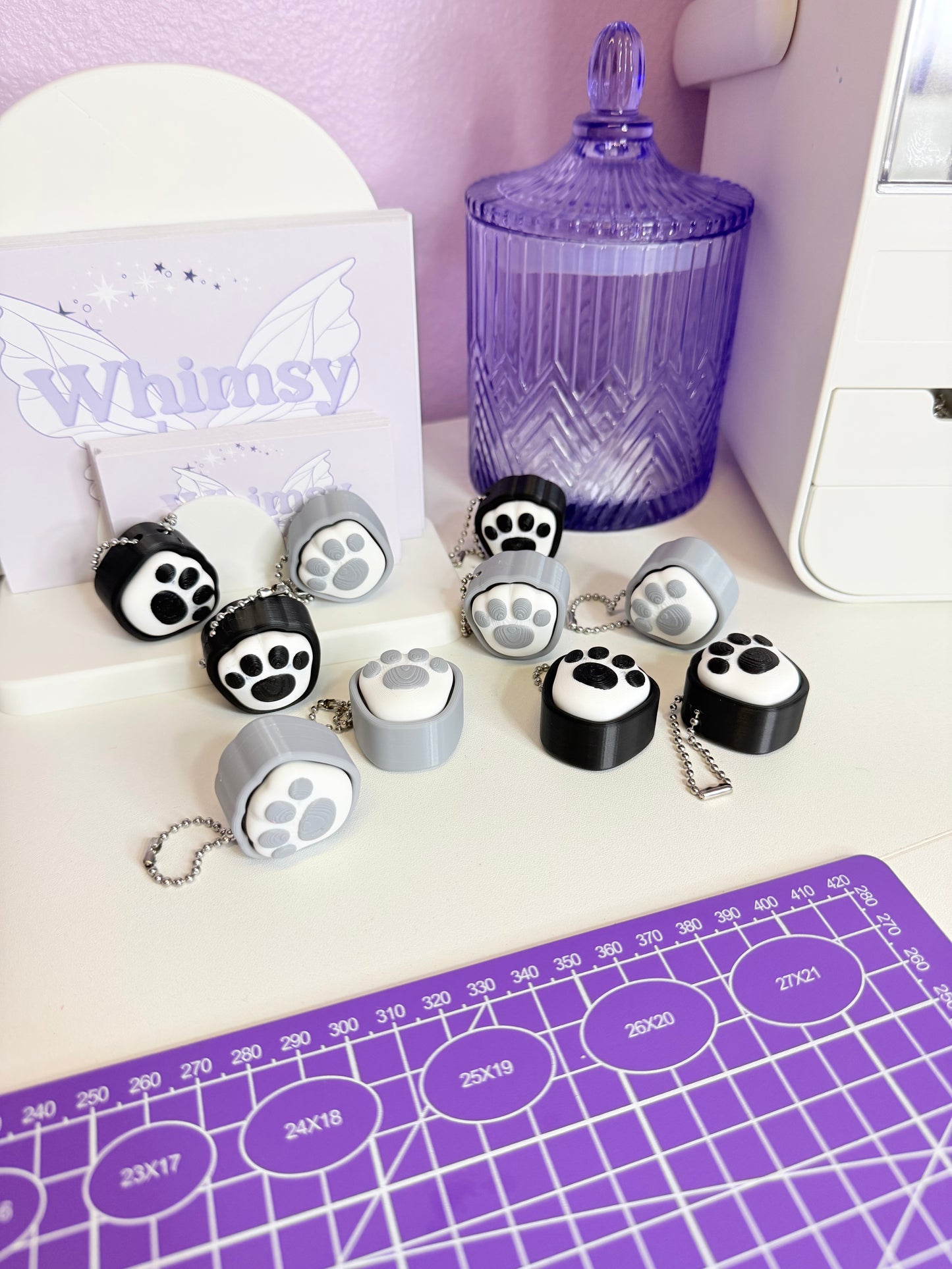 Paw Print Fidget Clicker Keychain
