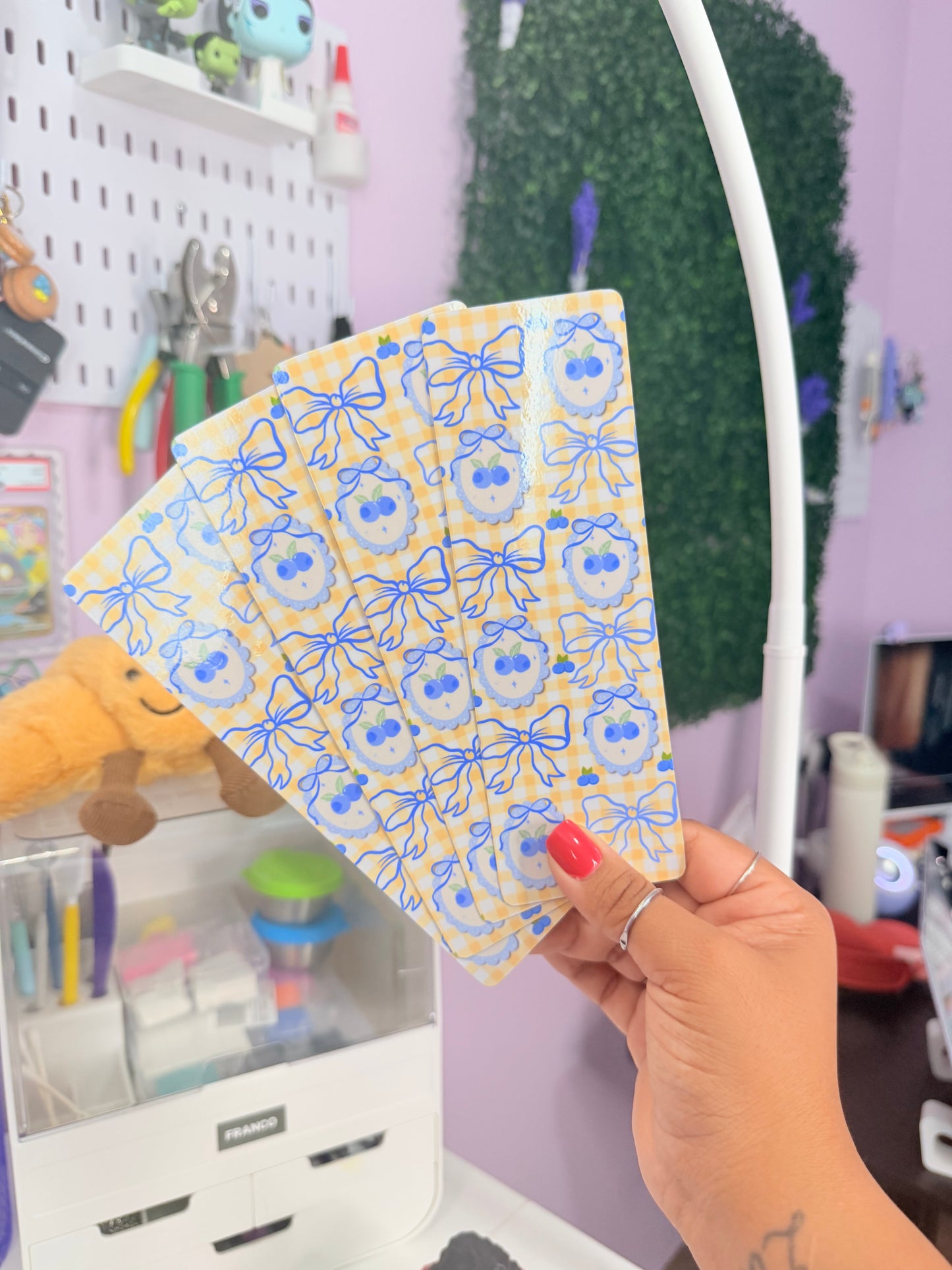 Blueberry Yellow Gingham Bookmark