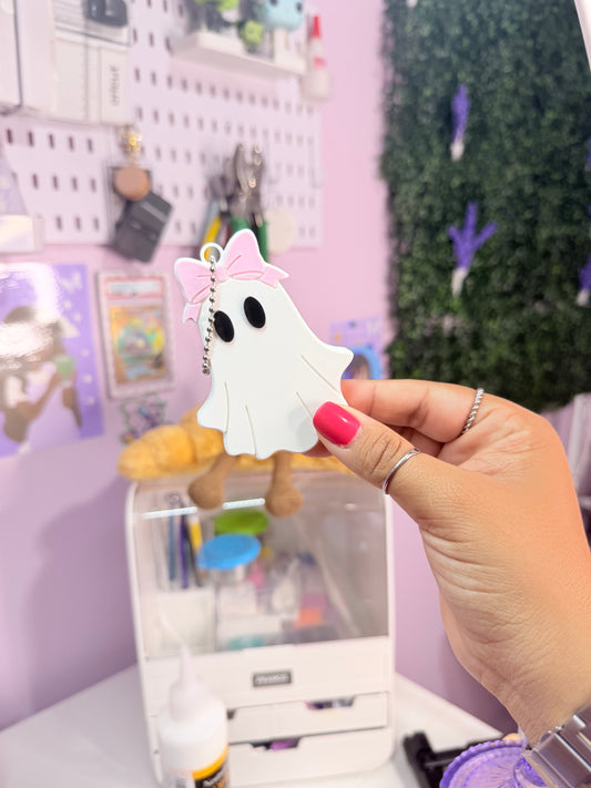 Pink Bow Ghost Can Opener Keychain