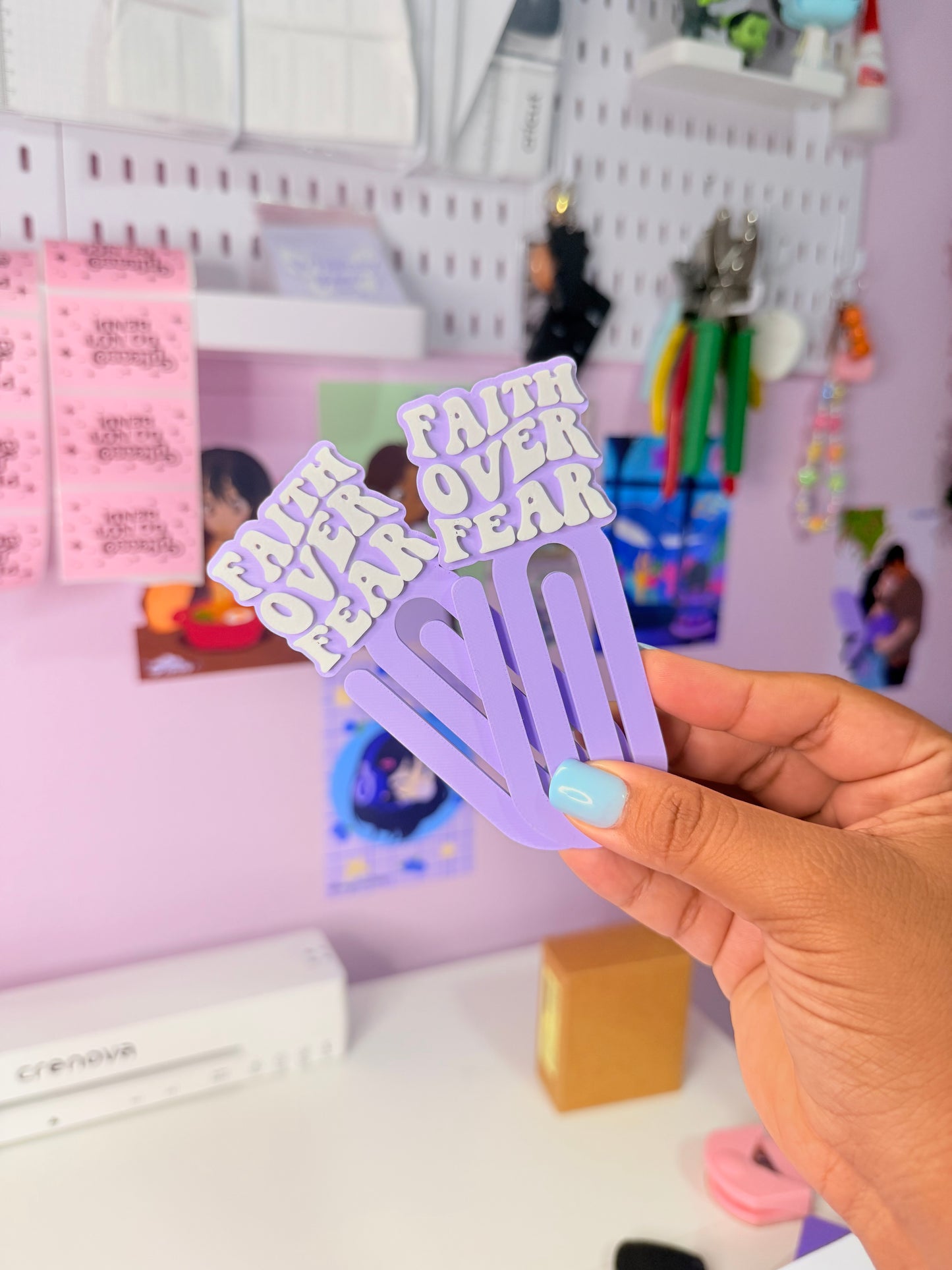 Faith Over Fear Jumbo Paperclip Pink/Purple