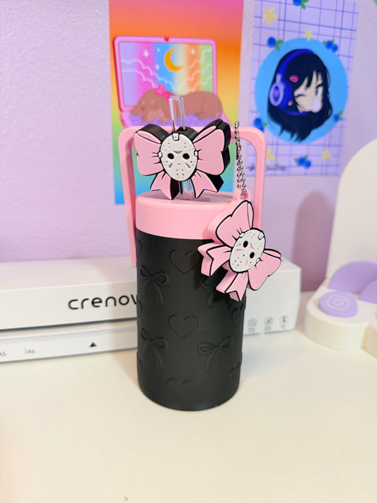 Pink Bow Can Holder Bundle | Can Cooler + Can Opener + Straw Topper