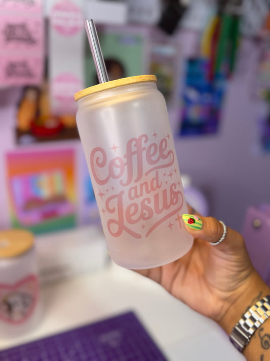 Coffe And Jesus Glass Cup