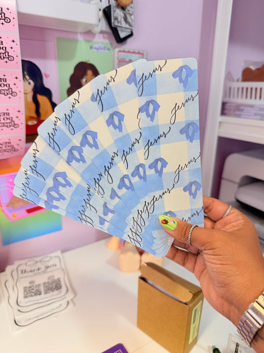 Blue Jesus Gingham Bookmark