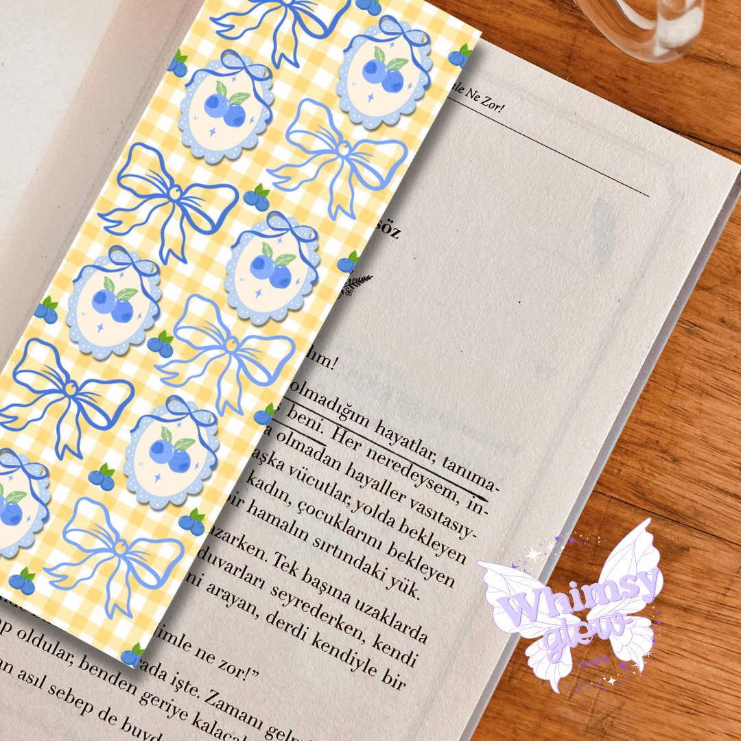 Blueberry Bow Bookmark | Printable Digital Bookmark