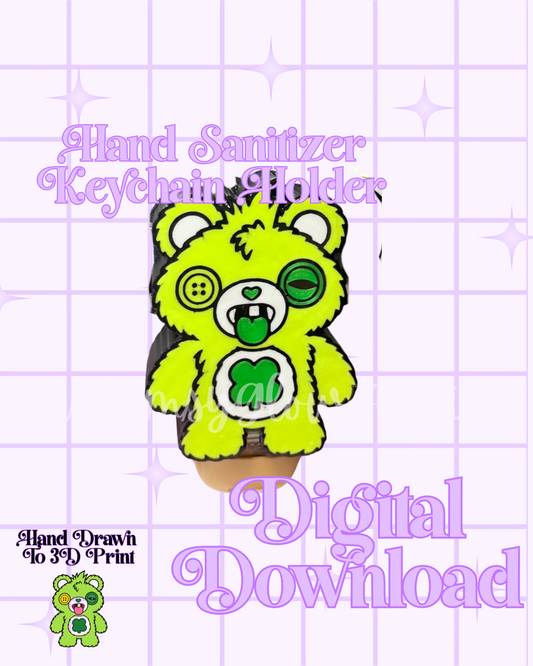 Green Ugly Bear BBW Hand Sanitizer Keychain Holder STL FILE
